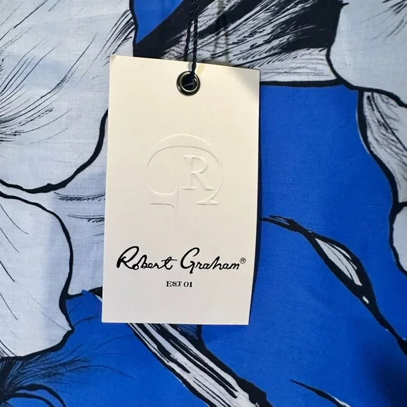 Robert Graham Vibrant Blue Floral Scarf 100% cotton - Picture 4 of 4